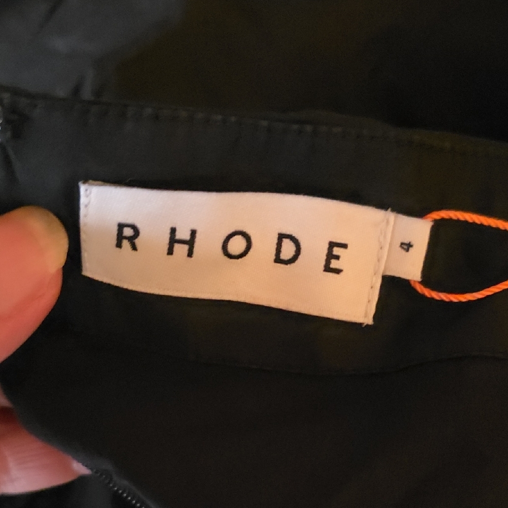 NEW RHODE TESSA RUCHED BLACK POPLIN MIDI DRESS SIZE 4 - Picture 10 of 12
